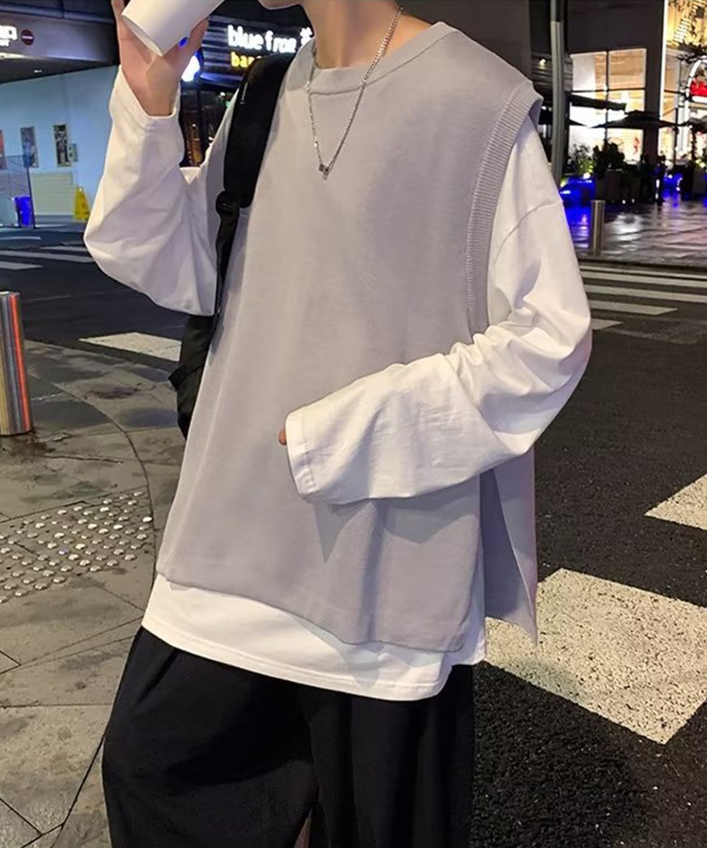 【aimoha Men's】クルーネックベスト