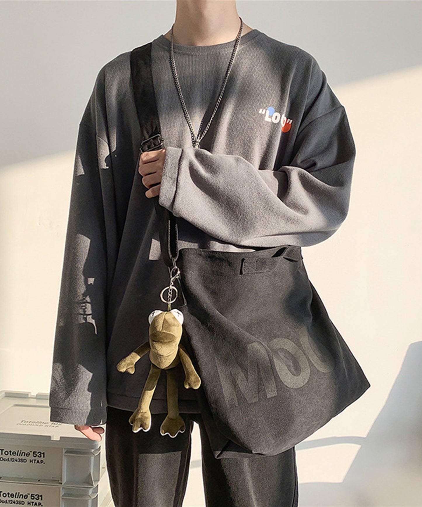 大容量でビッグキャンバストートバッグ(カエル付き)