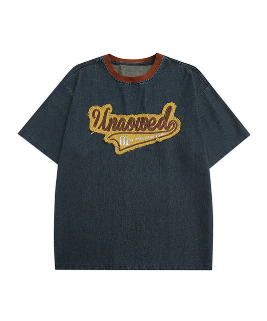 【HOOK】アメカジパッチワーク半袖ビッグTEE