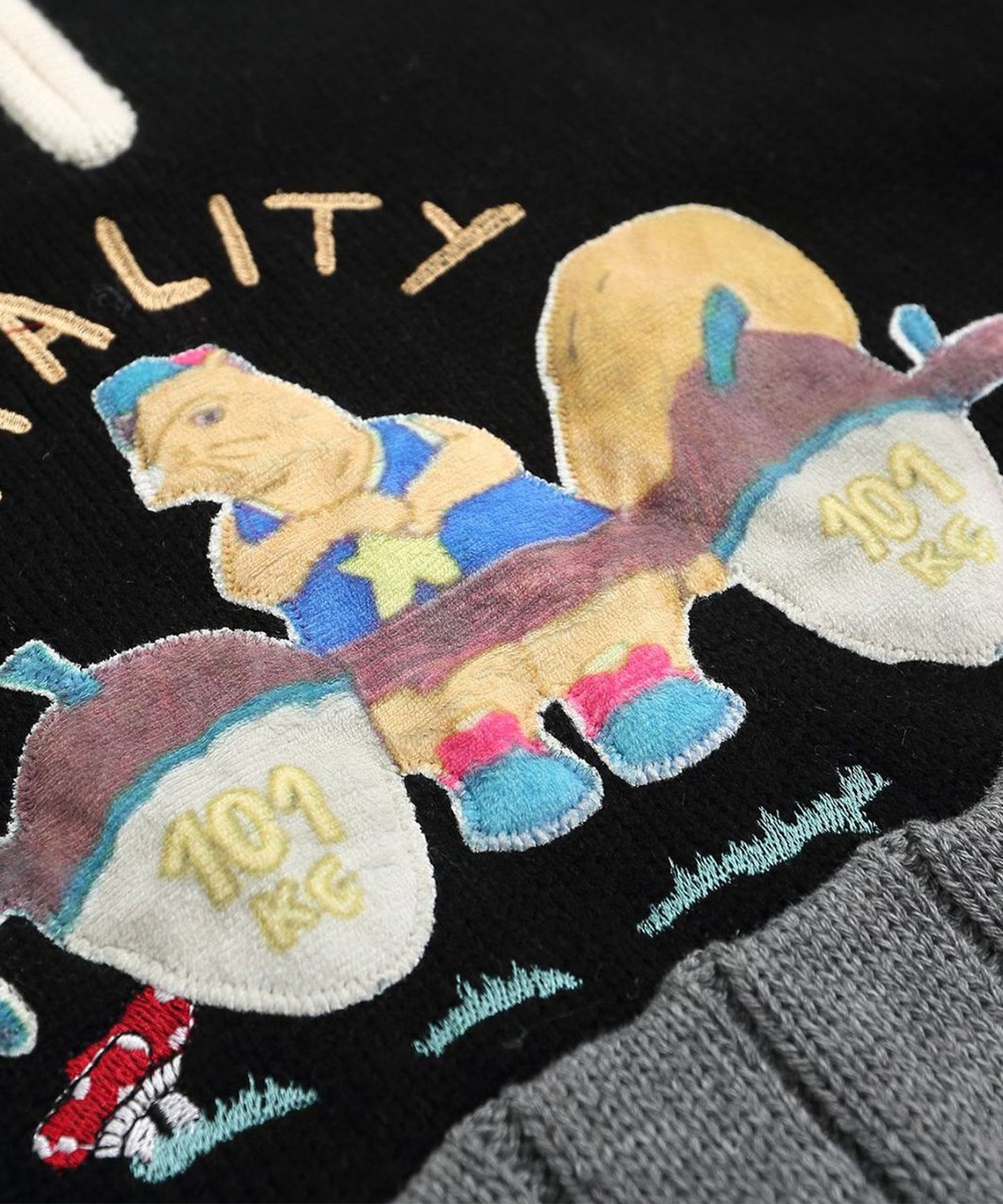 【HOOK】古着風キャラクター刺繍切り替えポロニット