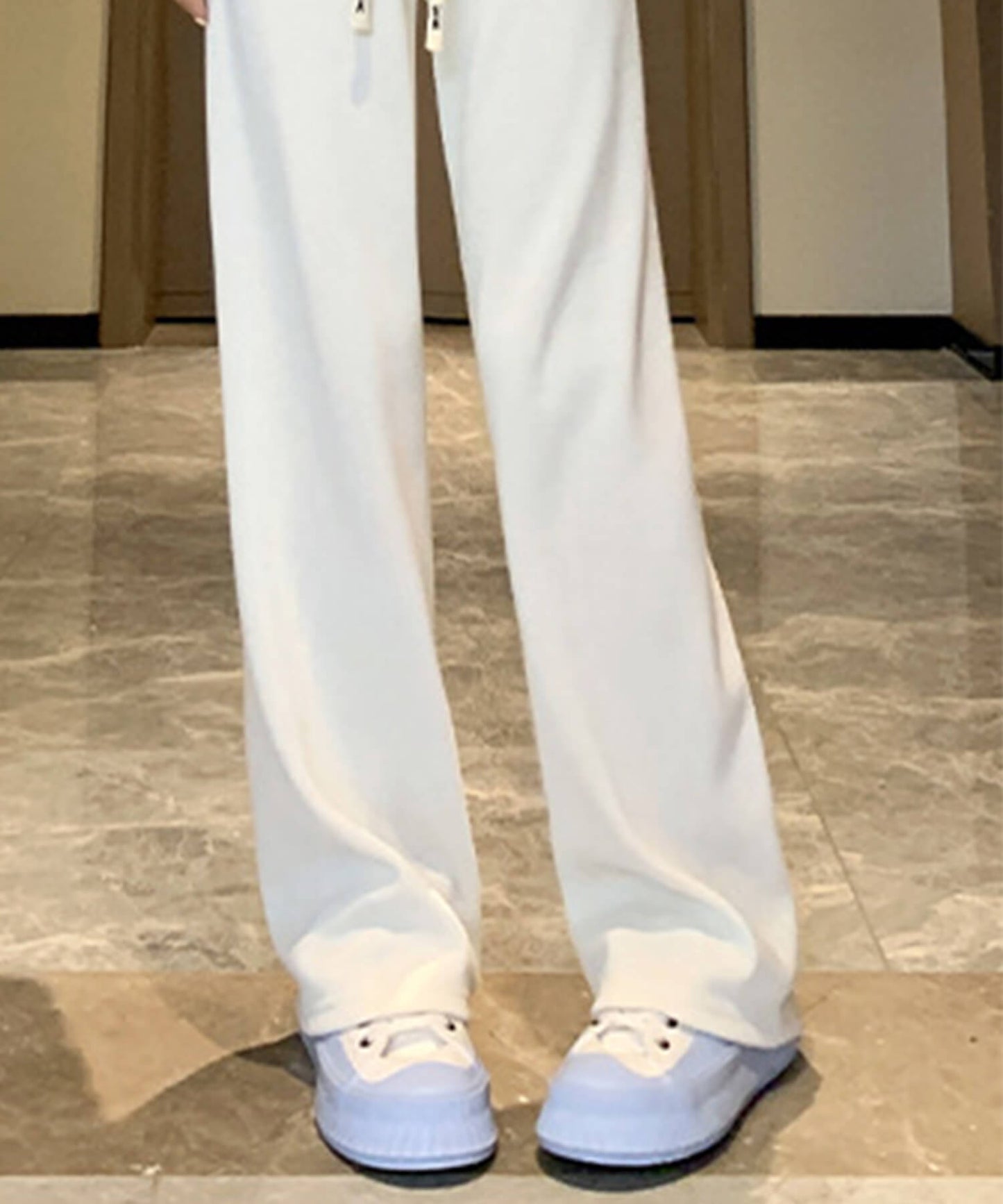 裏起毛リブニットワイドパンツ