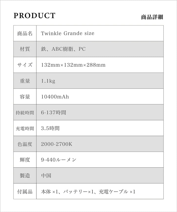 【Twinkle(Grande size)440LM】レトロでクラシックなスタイルのLEDランタン