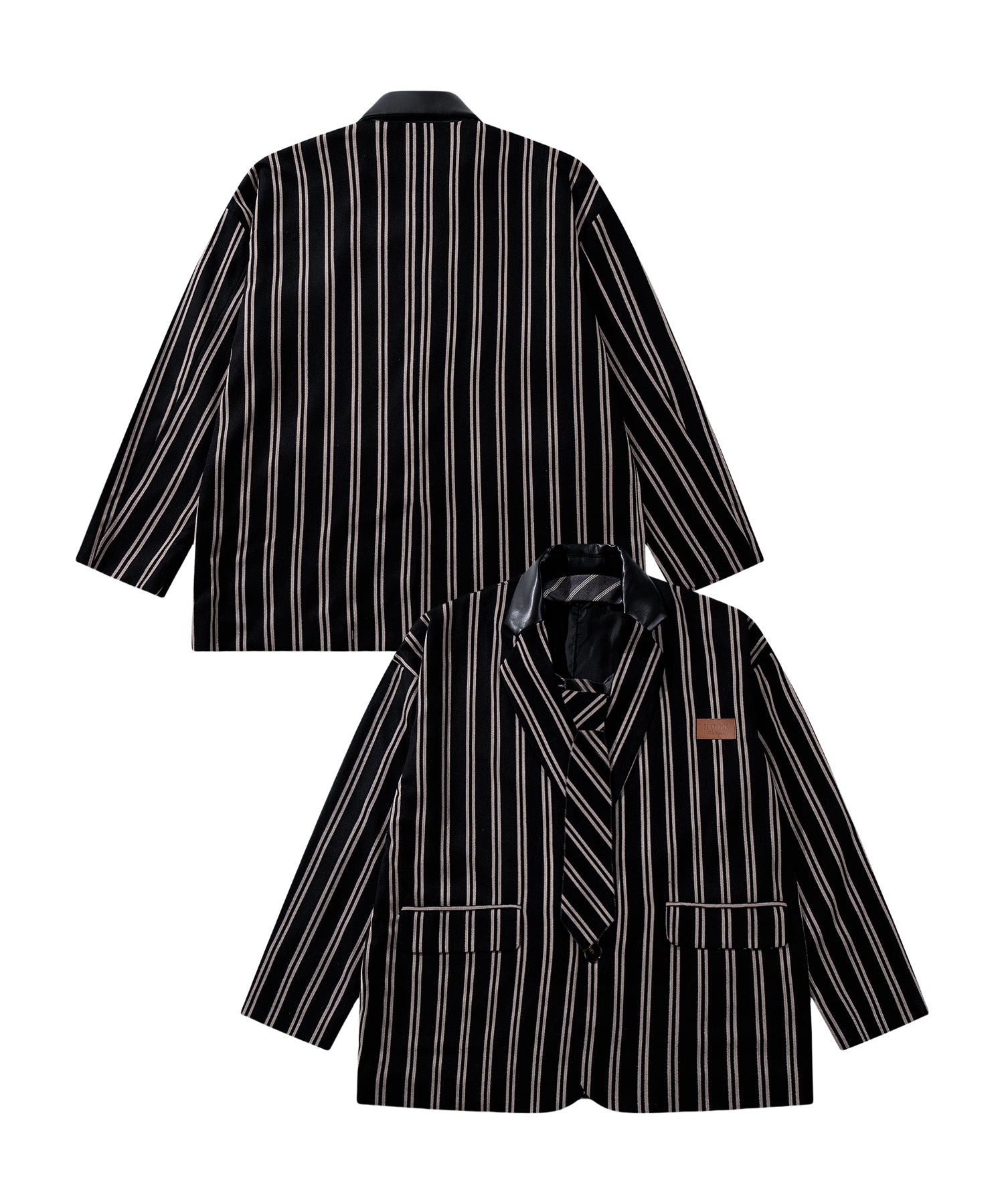 HOOK -original-　古着風PU異素材襟テーラードジャケット