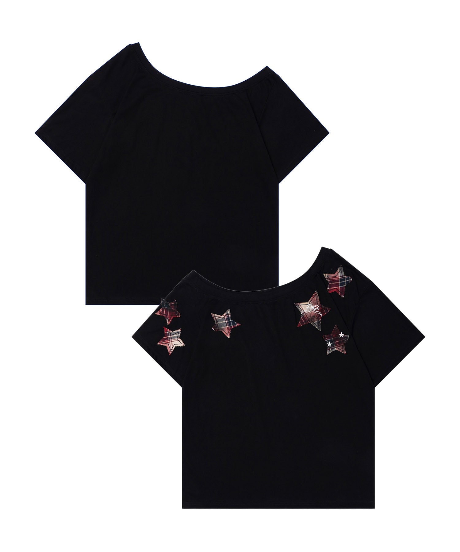 【HOOK】for girls チェックリボンスカーフ付きスターTシャツ (SS)