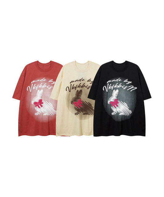 シャドウラビットプリントTシャツ
