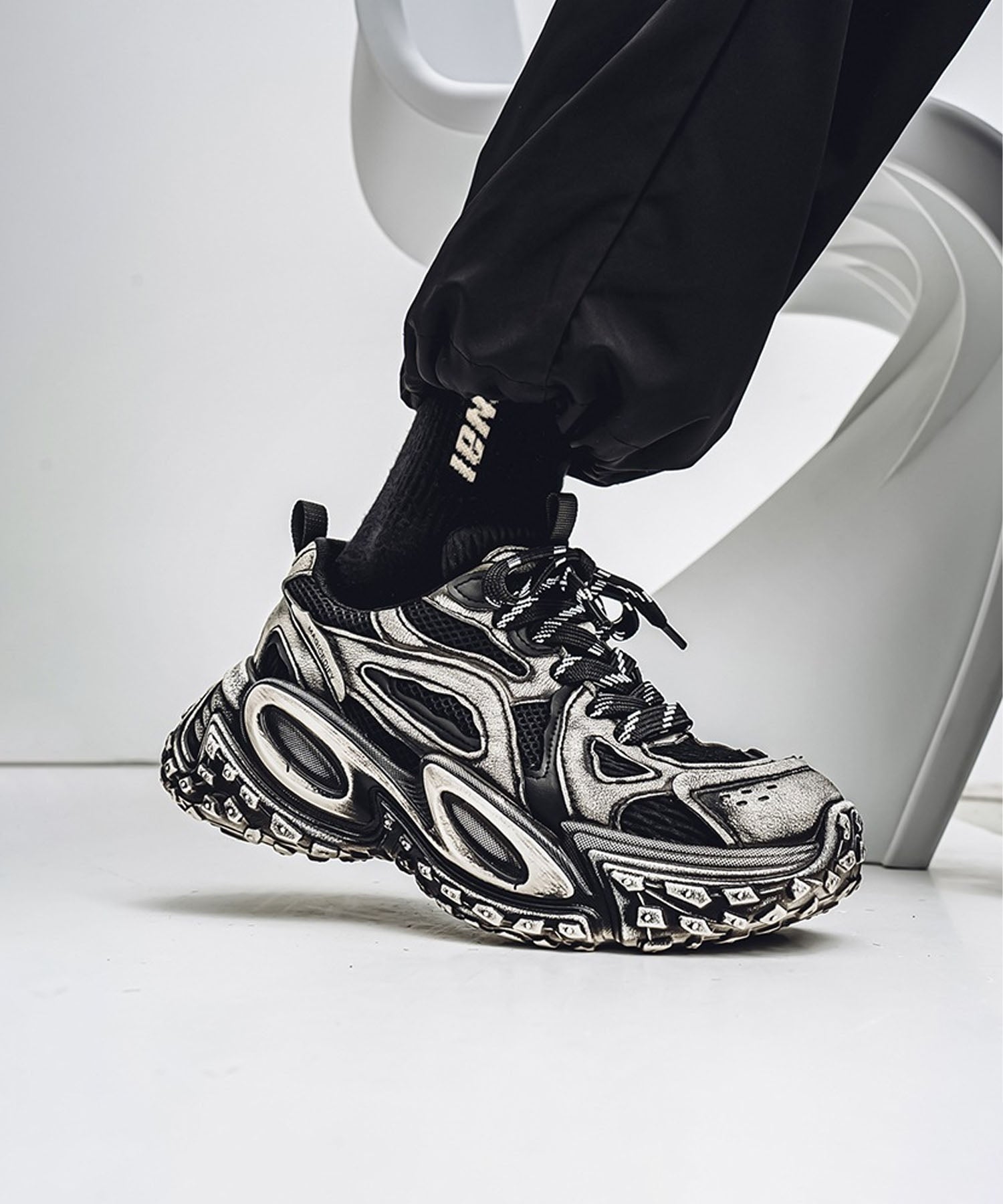 【SHOES 365】厚底凹凸ダッドスニーカー