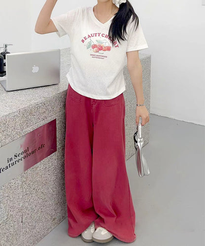VネックチェリーTシャツ