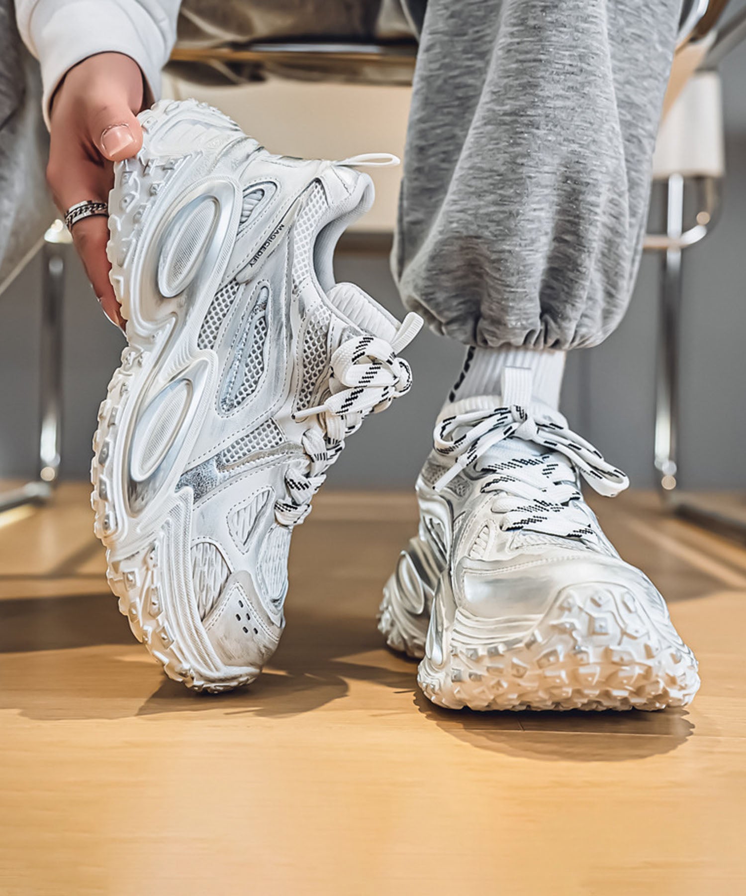 【SHOES 365】厚底凹凸ダッドスニーカー