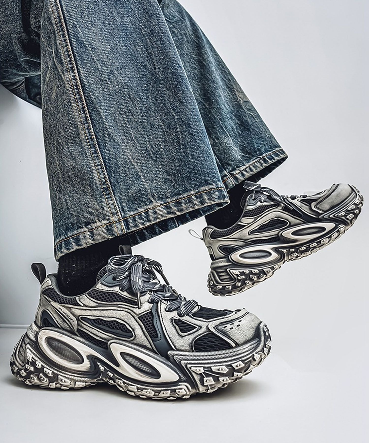 【SHOES 365】厚底凹凸ダッドスニーカー