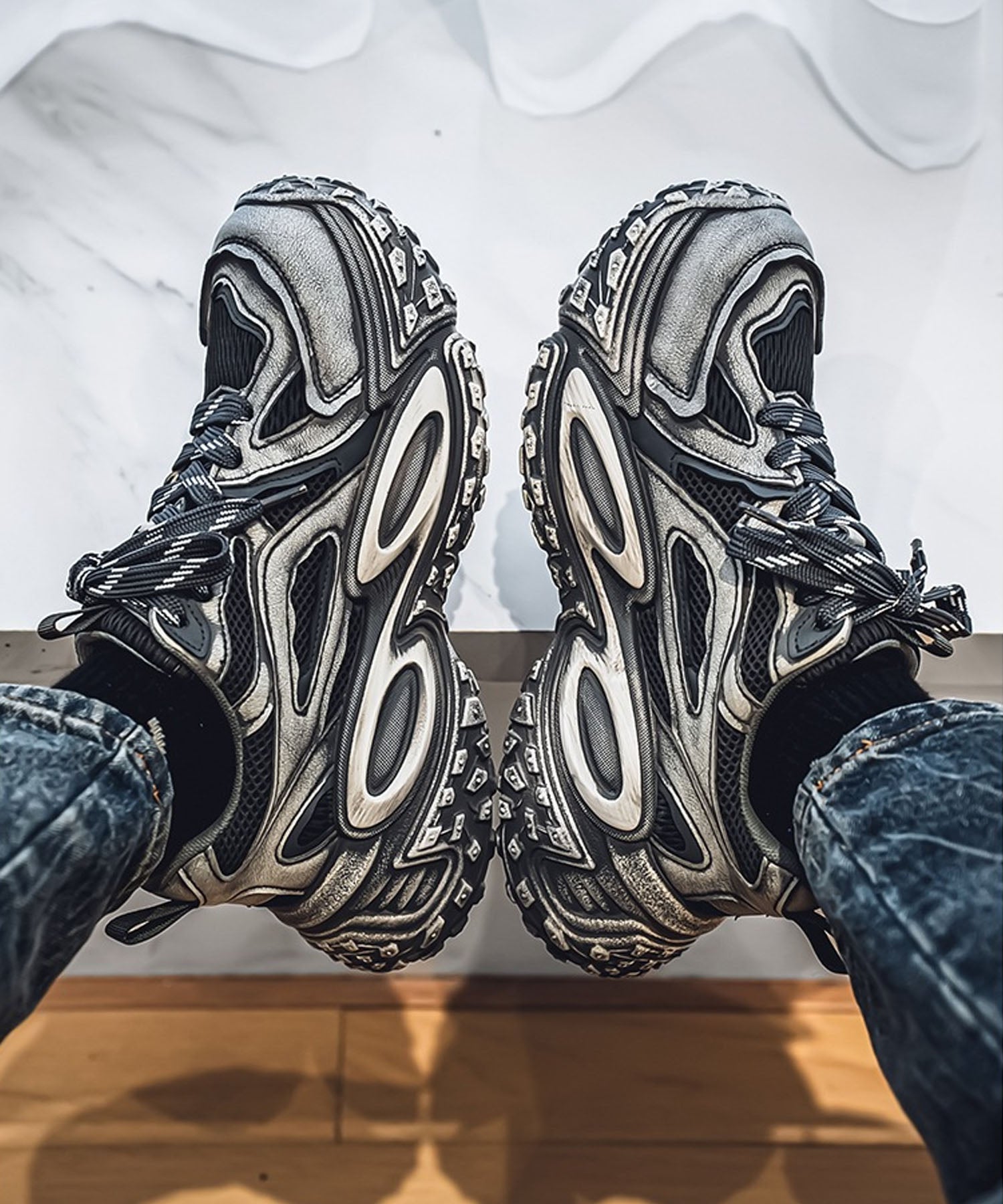 【SHOES 365】厚底凹凸ダッドスニーカー