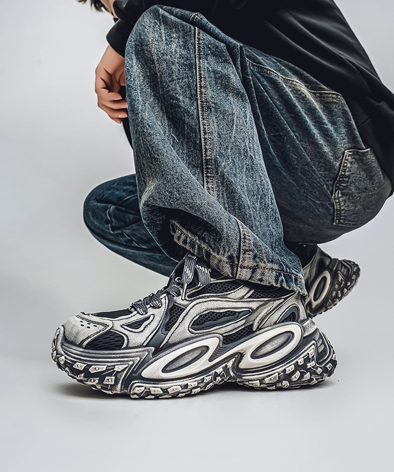 【SHOES 365】厚底凹凸ダッドスニーカー