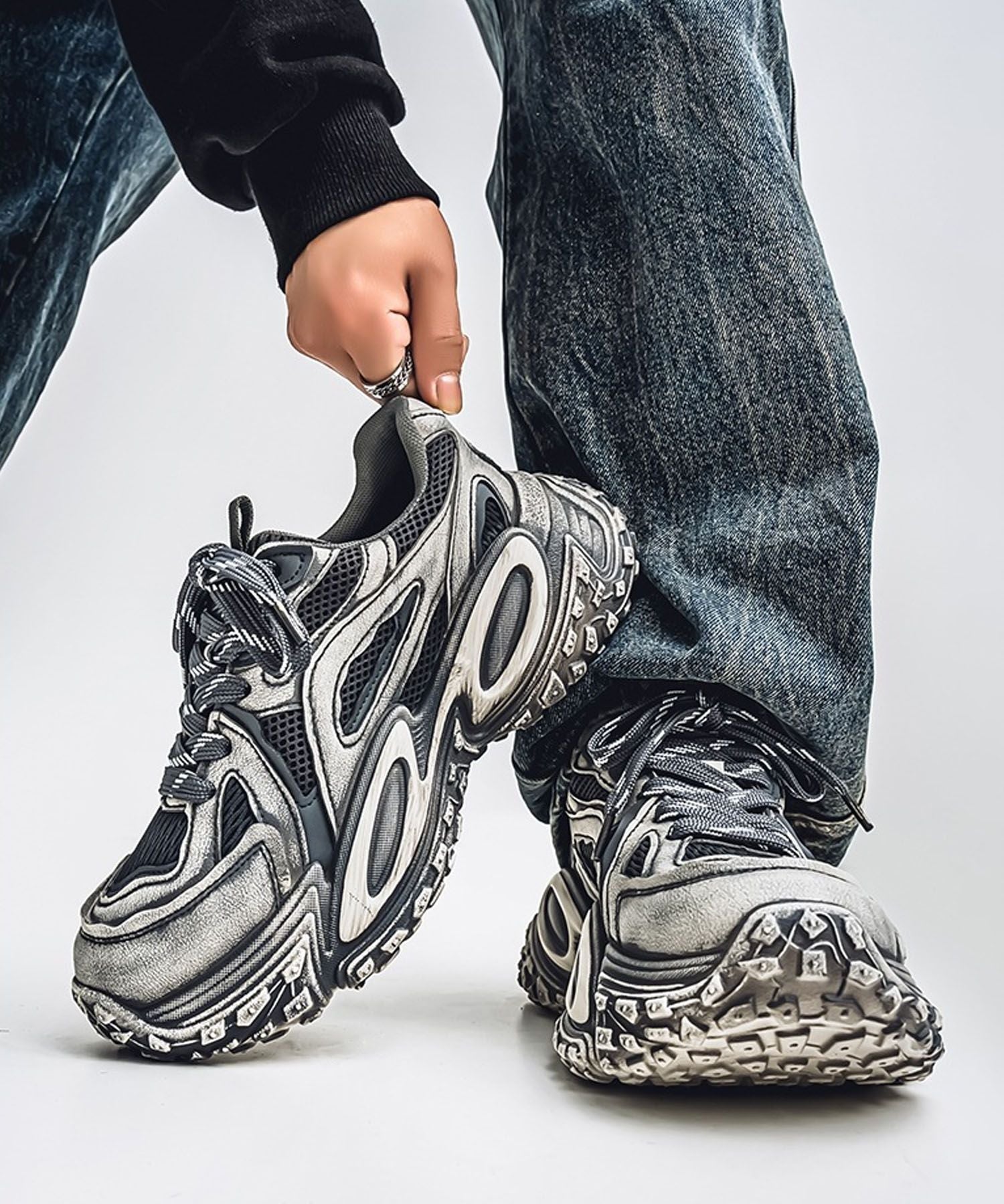 【SHOES 365】厚底凹凸ダッドスニーカー