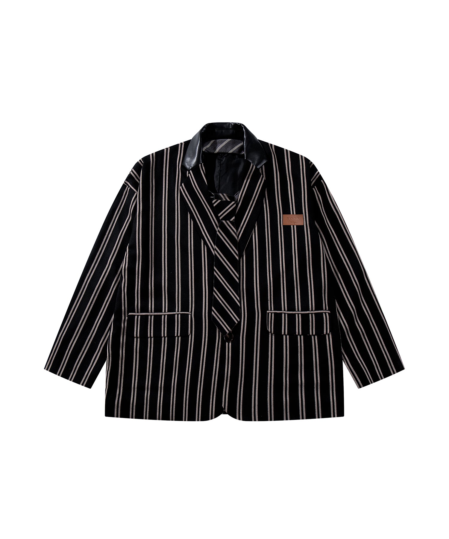 HOOK -original-　古着風PU異素材襟テーラードジャケット