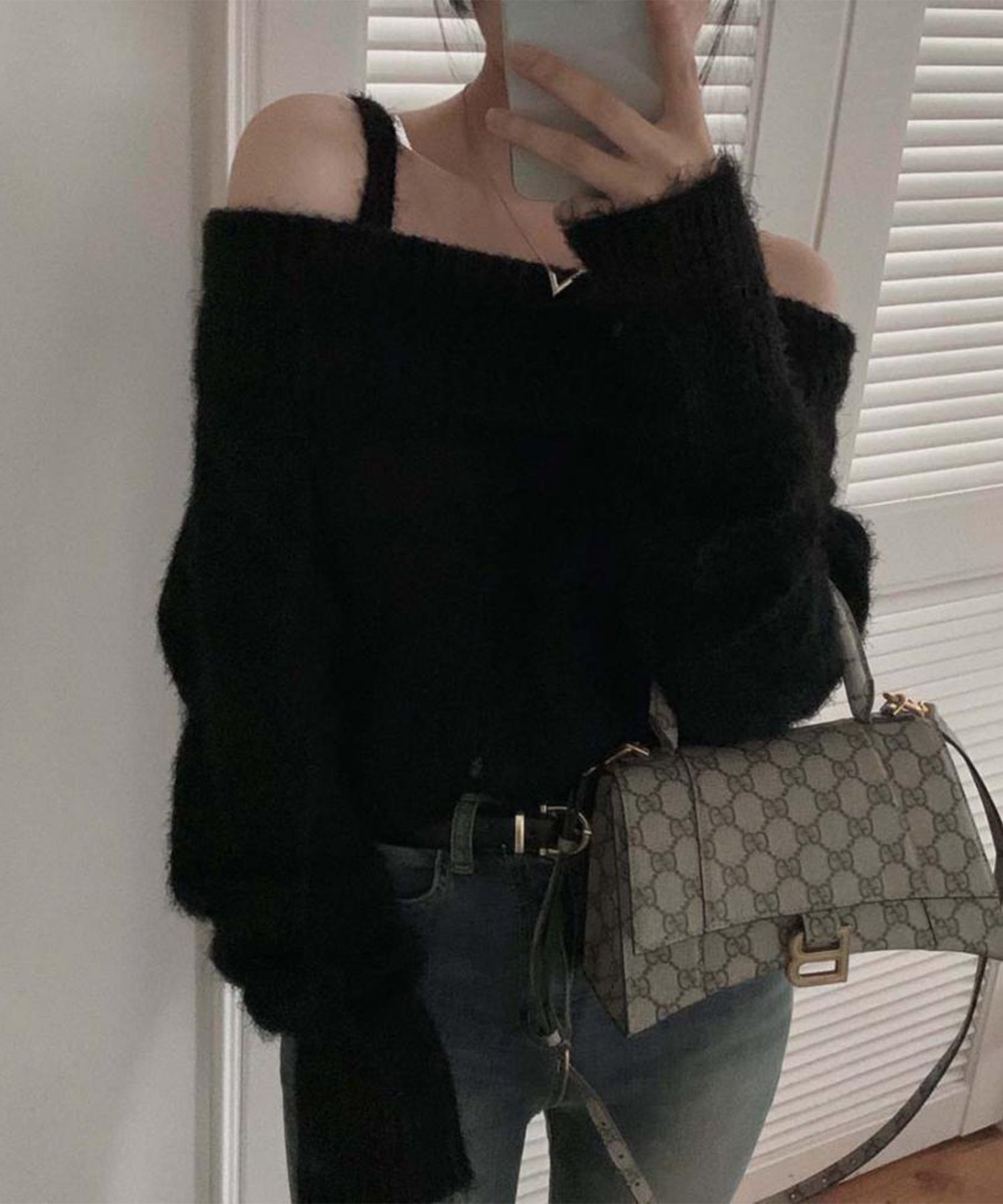 【Jasmine】オフショルダーニットプルオーバー