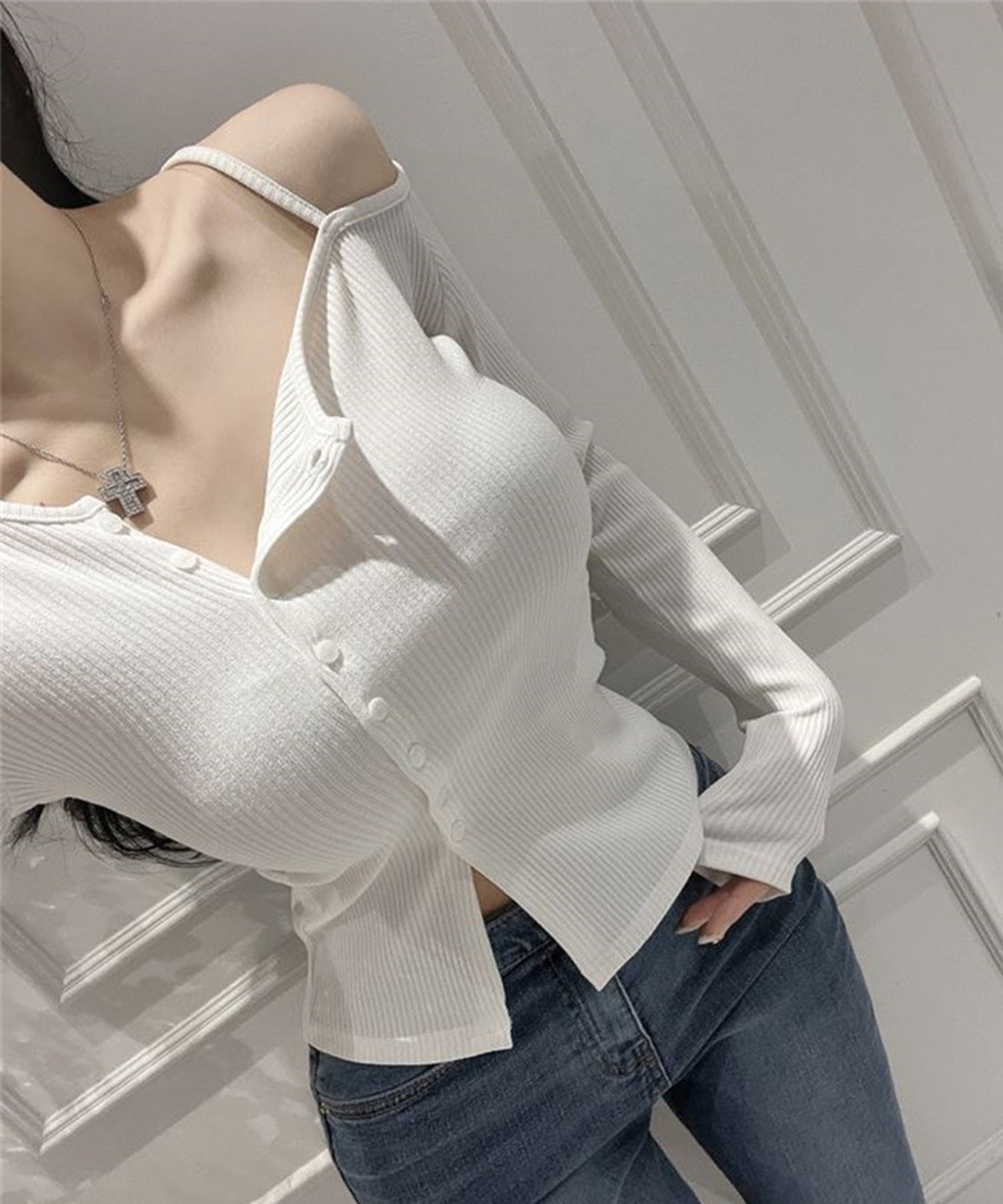 【Jasmine】ワンショルダー長袖Ｔシャツ