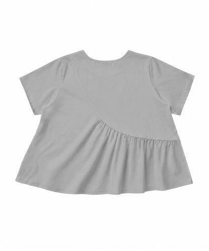 aimoha/アシンメトリー切り替え半袖ブラウス