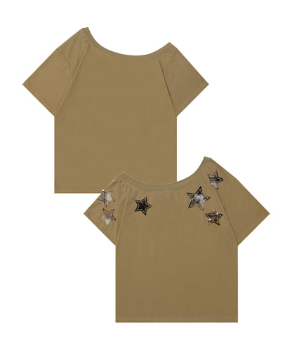 【HOOK】for girls チェックリボンスカーフ付きスターTシャツ (SS)