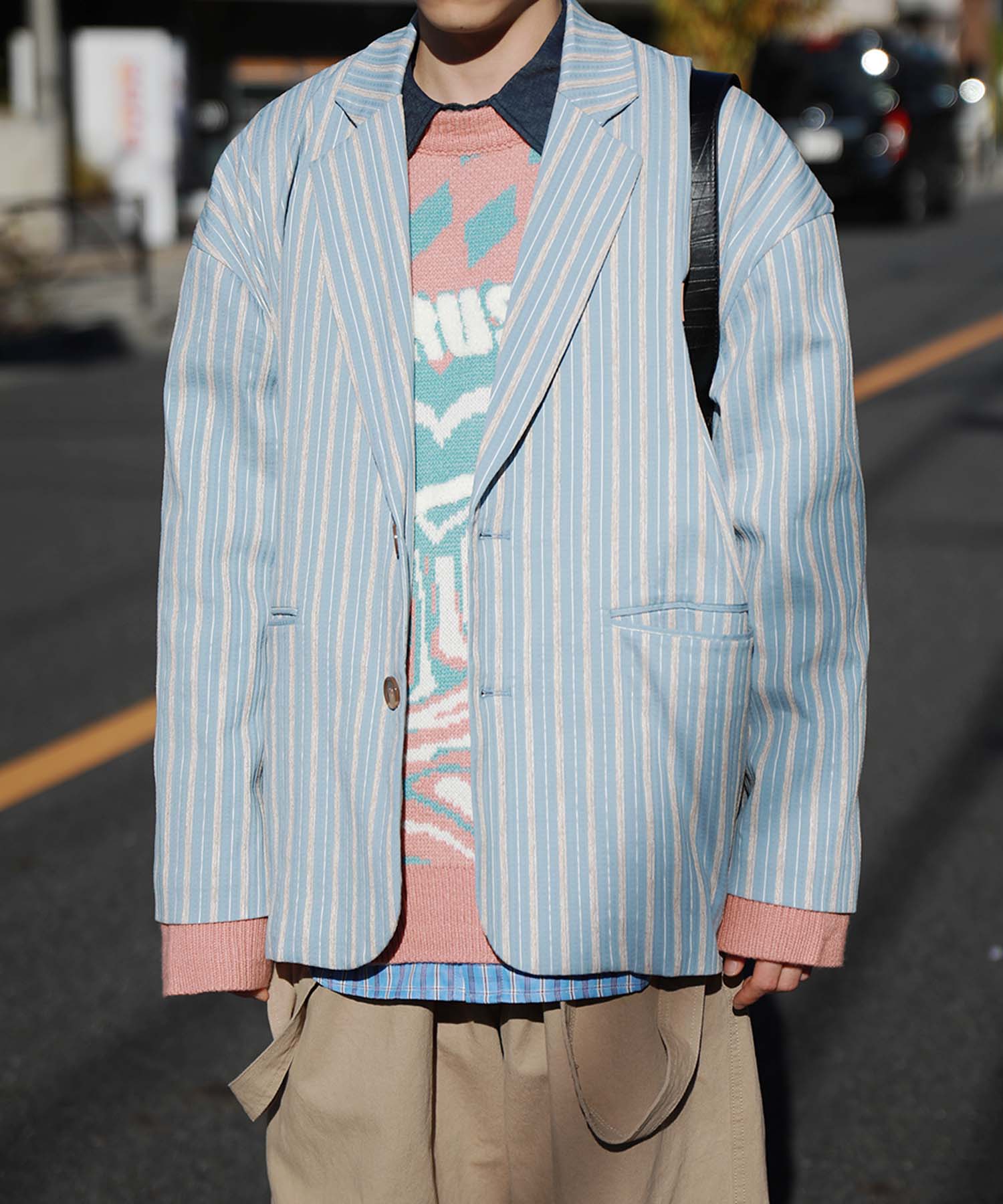 HOOK -original-　レトロ調ストライプ柄テーラードジャケット