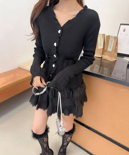 【Jasmine】リボンフリルショートカーディガン