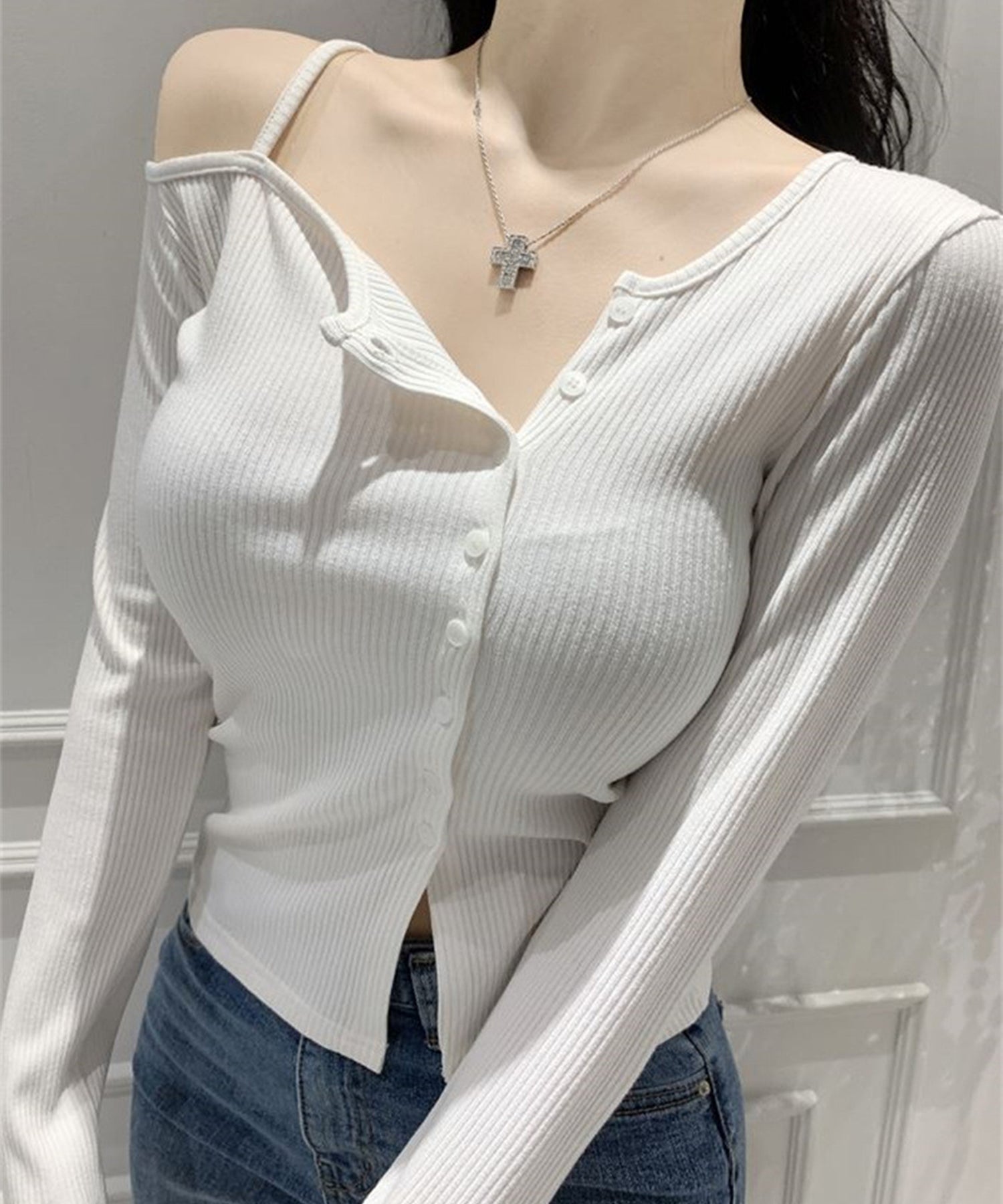 【Jasmine】ワンショルダー長袖Ｔシャツ