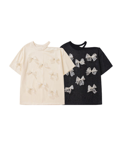 HOOK for girls　ワンショルダー半袖リボンTシャツ