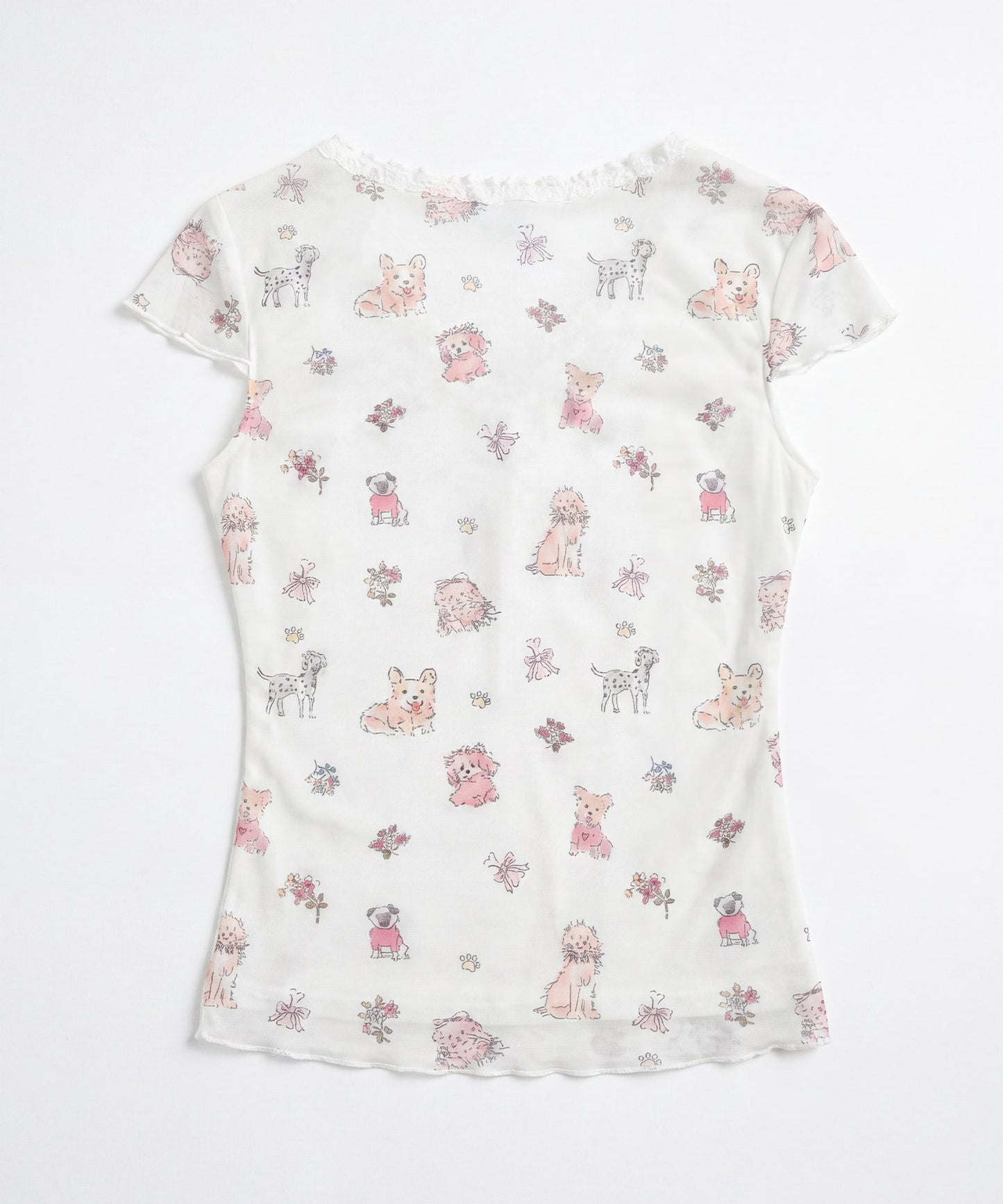 HOOK for girls　透かし編みレース切り替え半袖ニットTシャツ