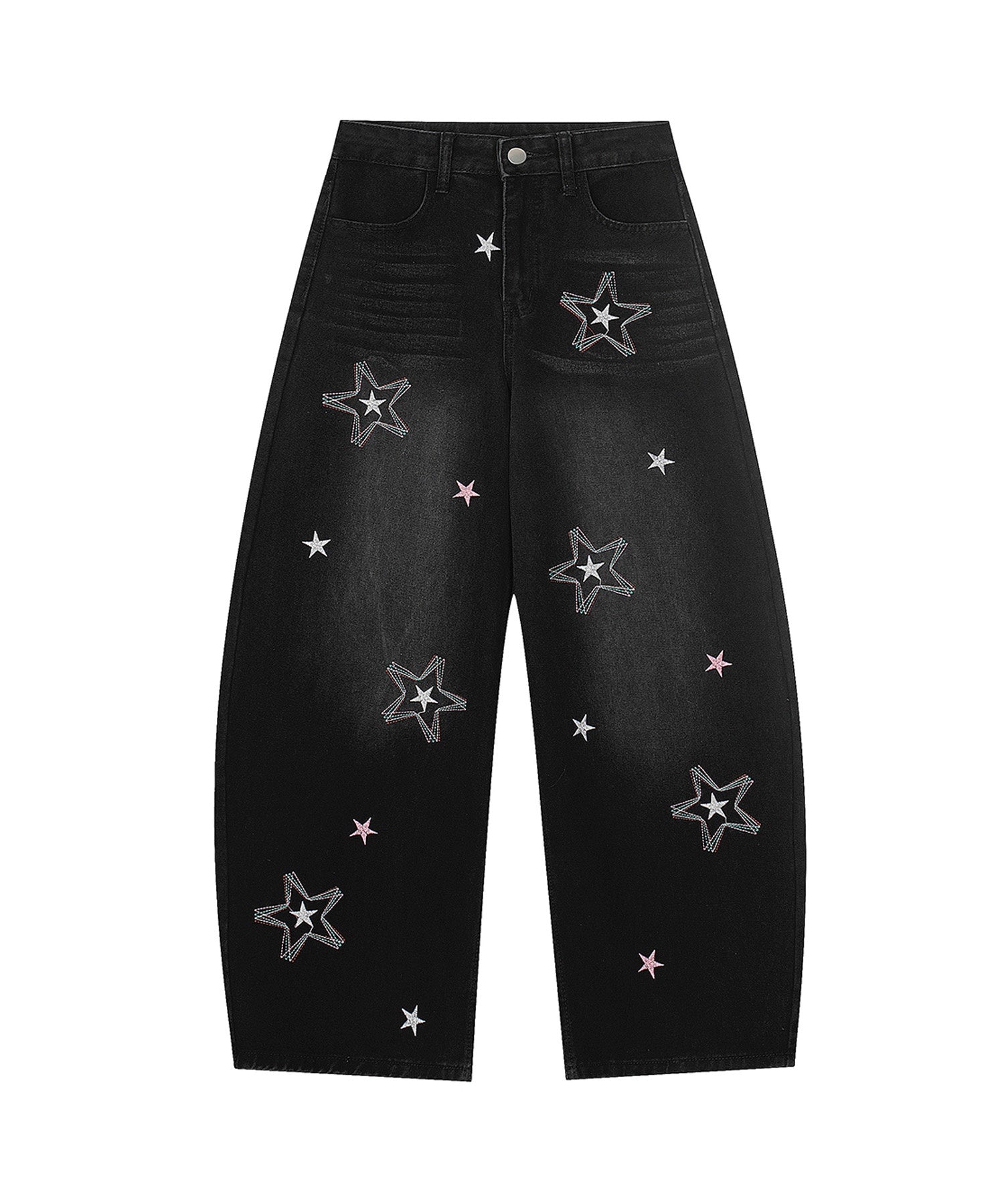 HOOK -select- 　スター刺繍デザイン ワイドデニムパンツ
