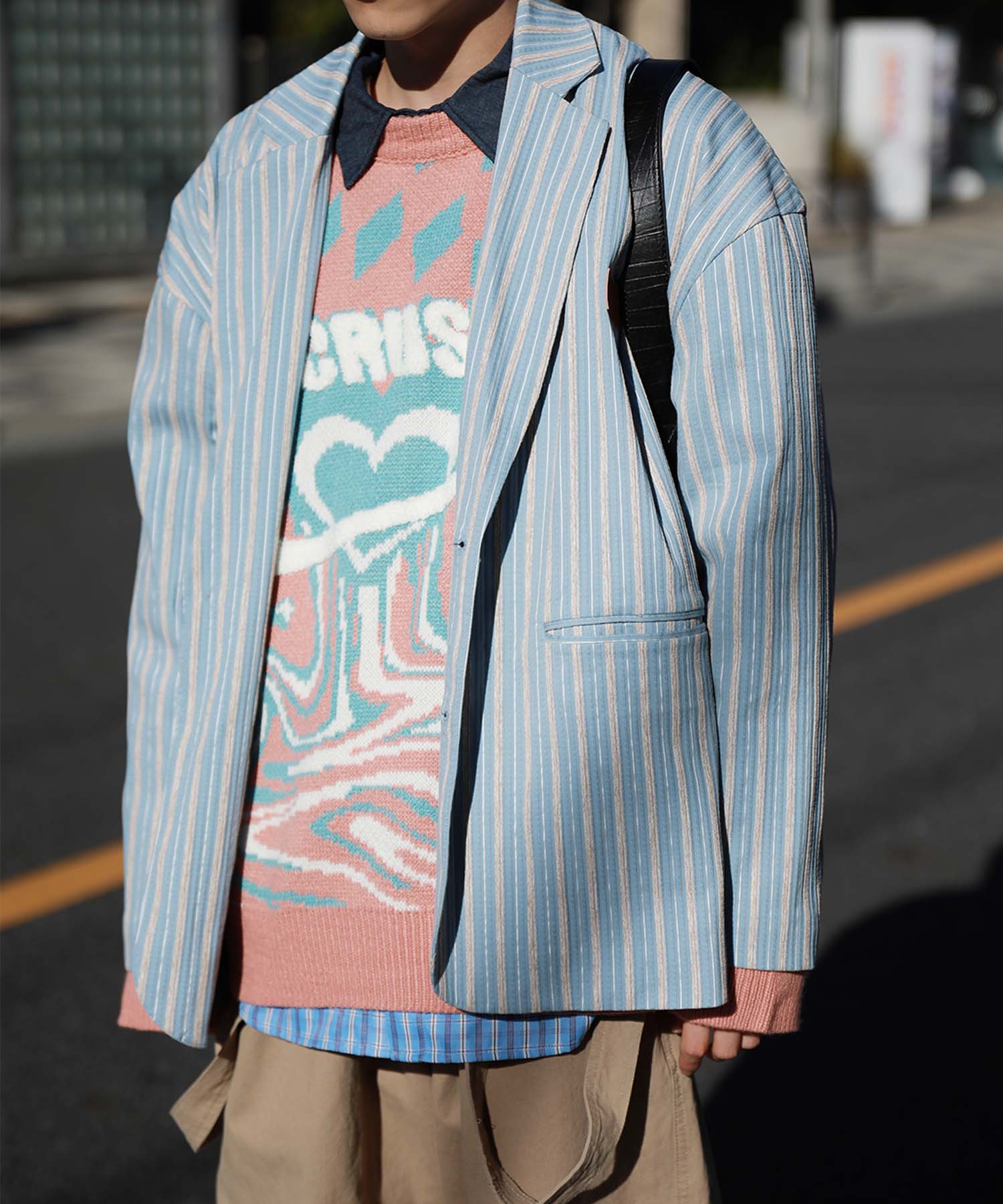 HOOK -original-　レトロ調ストライプ柄テーラードジャケット