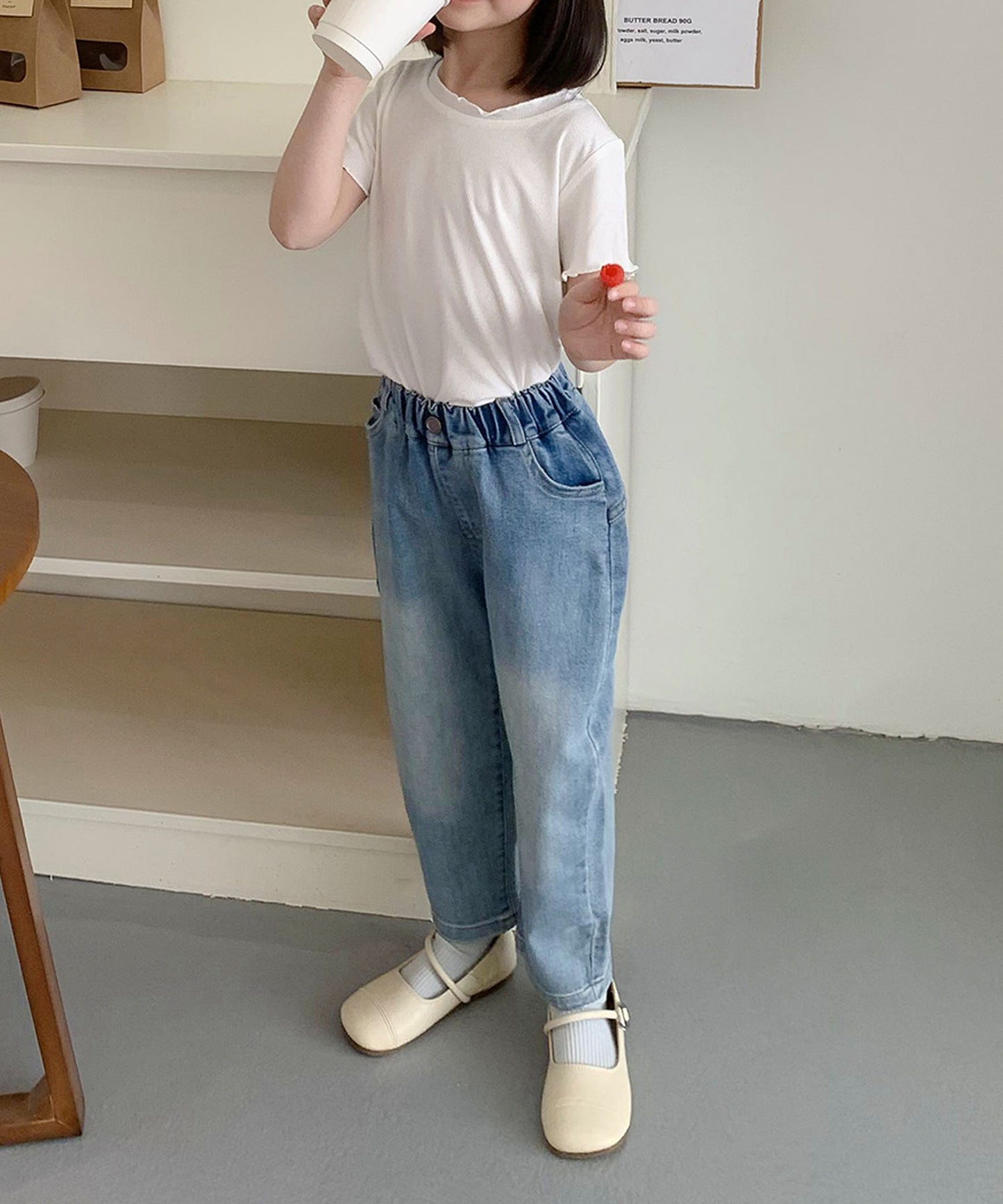 【aimoha-KIDS-】キッズ　バルーンデニムパンツ