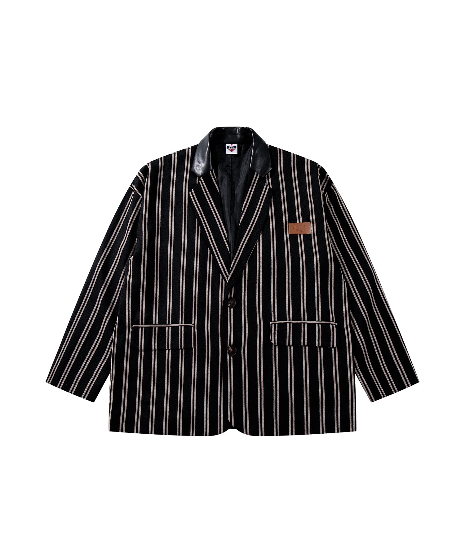 HOOK -original-　古着風PU異素材襟テーラードジャケット