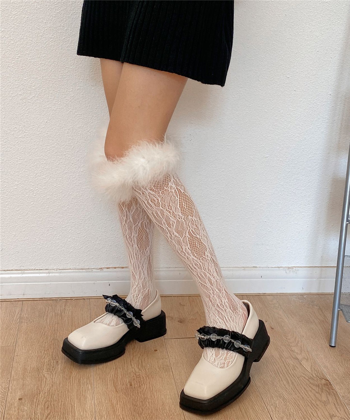 【Jasmine】フワフワレースハイソックス