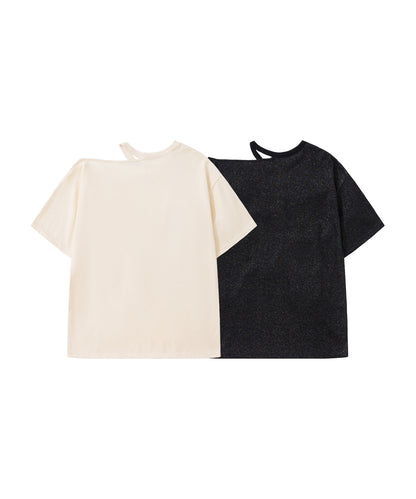 HOOK for girls　ワンショルダー半袖リボンTシャツ