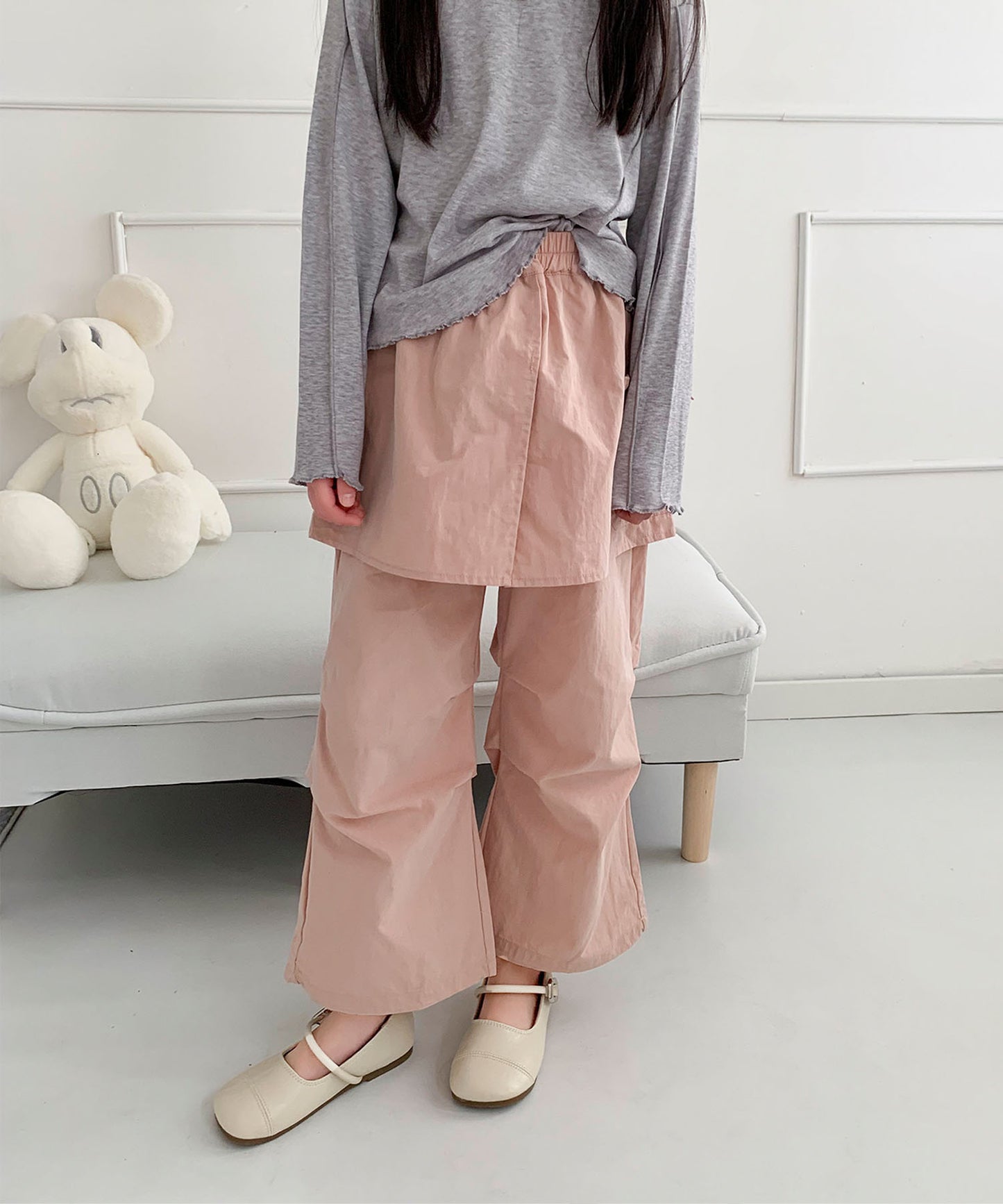 【aimoha-KIDS-】キッズ　ティアードフレア ワイドパンツ