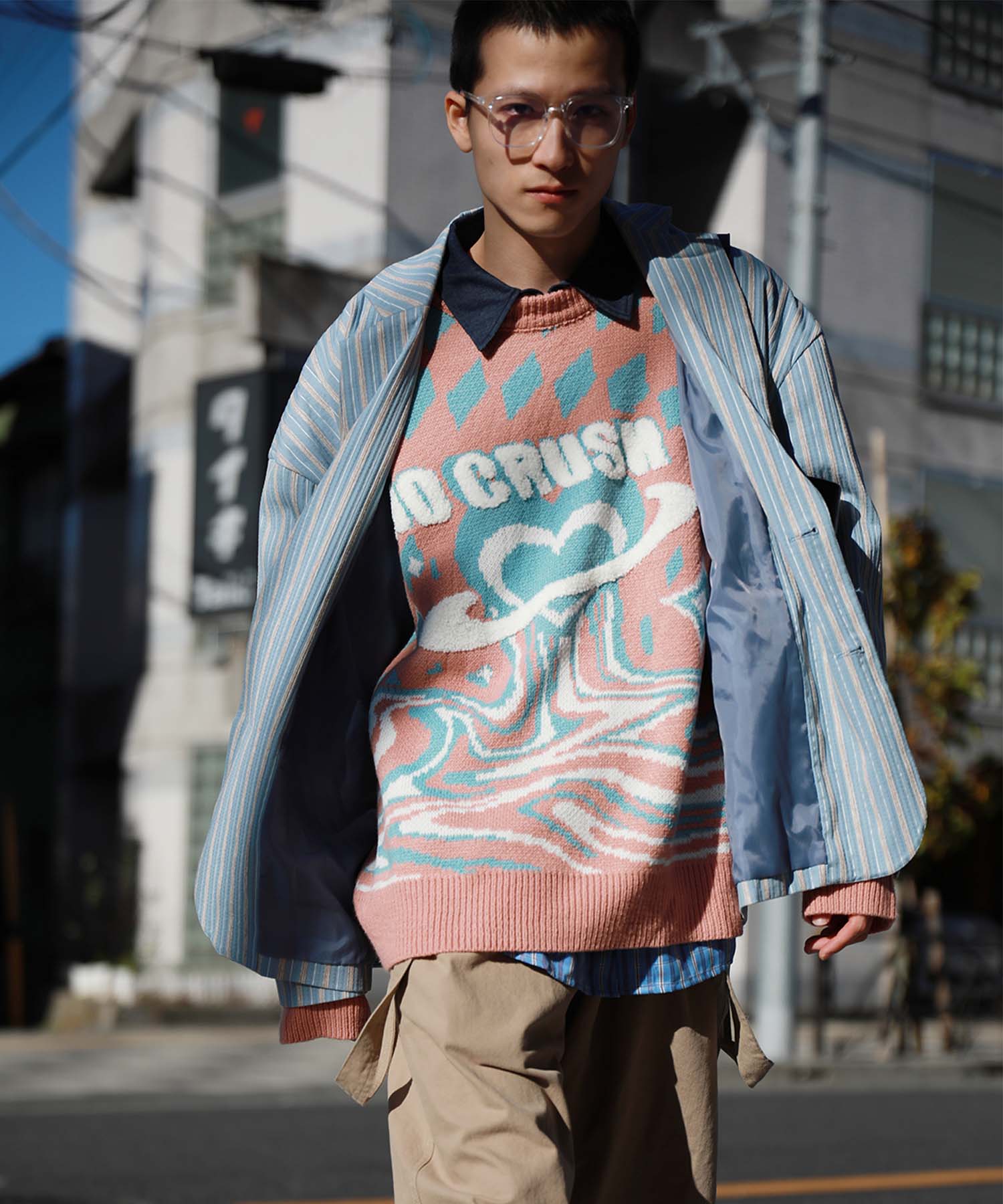 HOOK -original-　レトロ調ストライプ柄テーラードジャケット