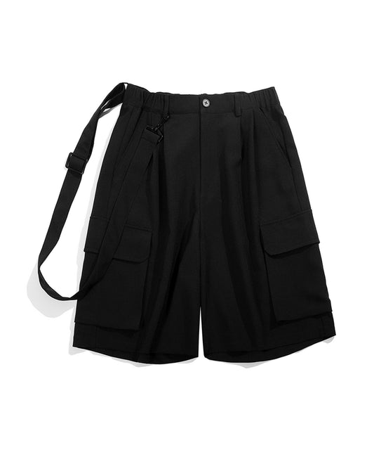 サスペンダー付きカーゴハーフパンツ