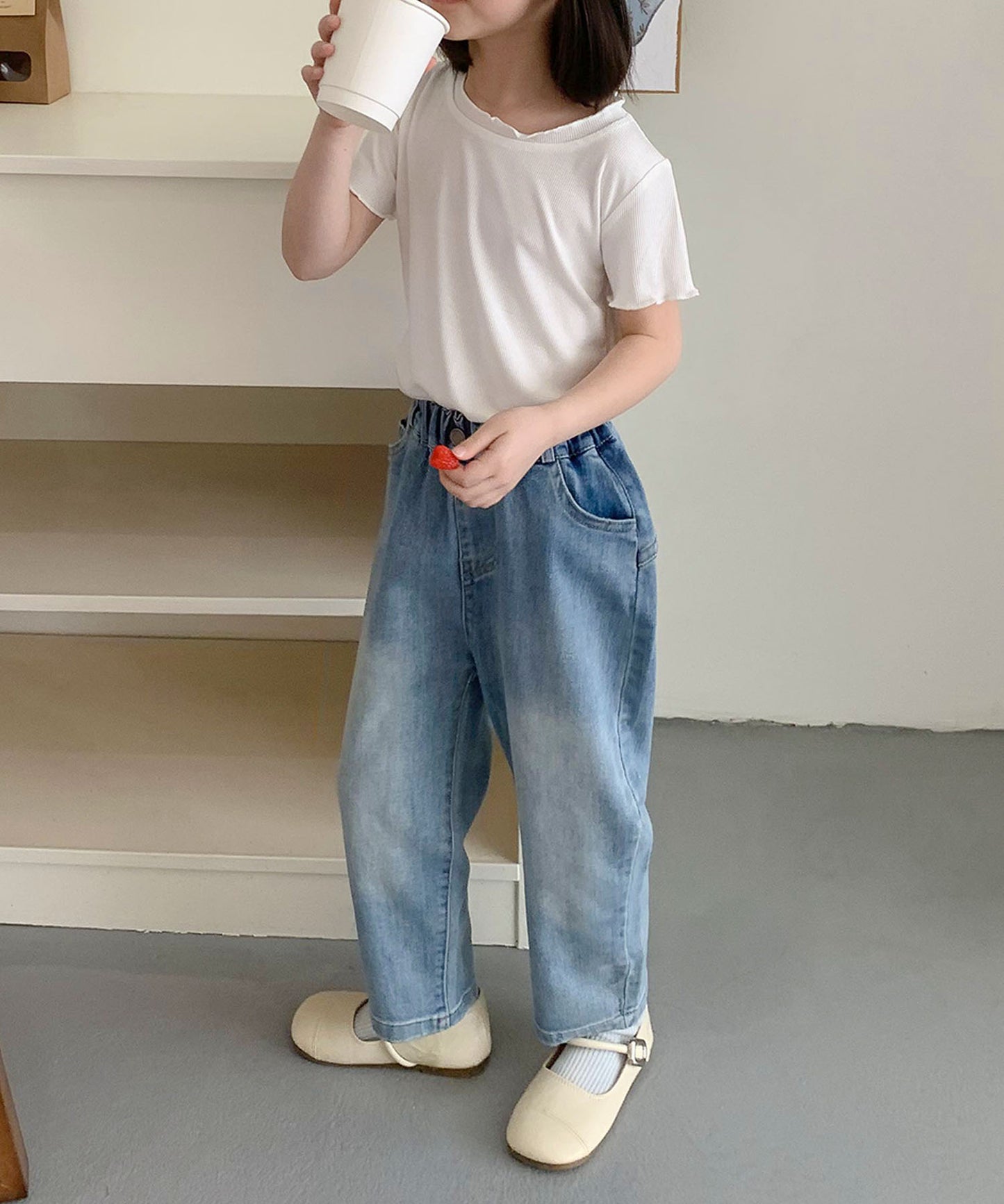 【aimoha-KIDS-】キッズ　バルーンデニムパンツ
