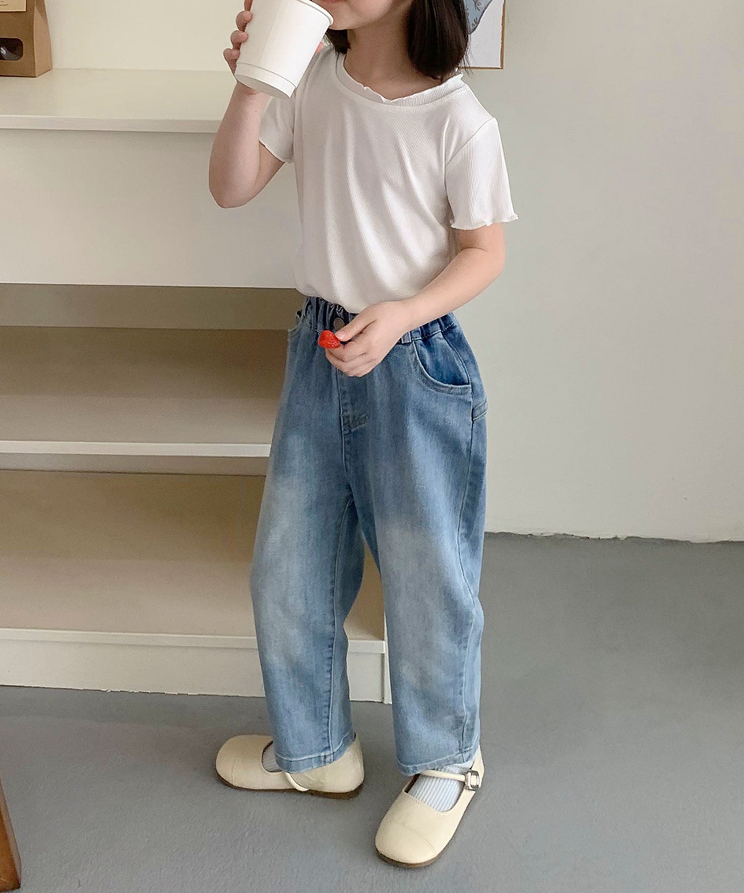 【aimoha-KIDS-】キッズ　バルーンデニムパンツ