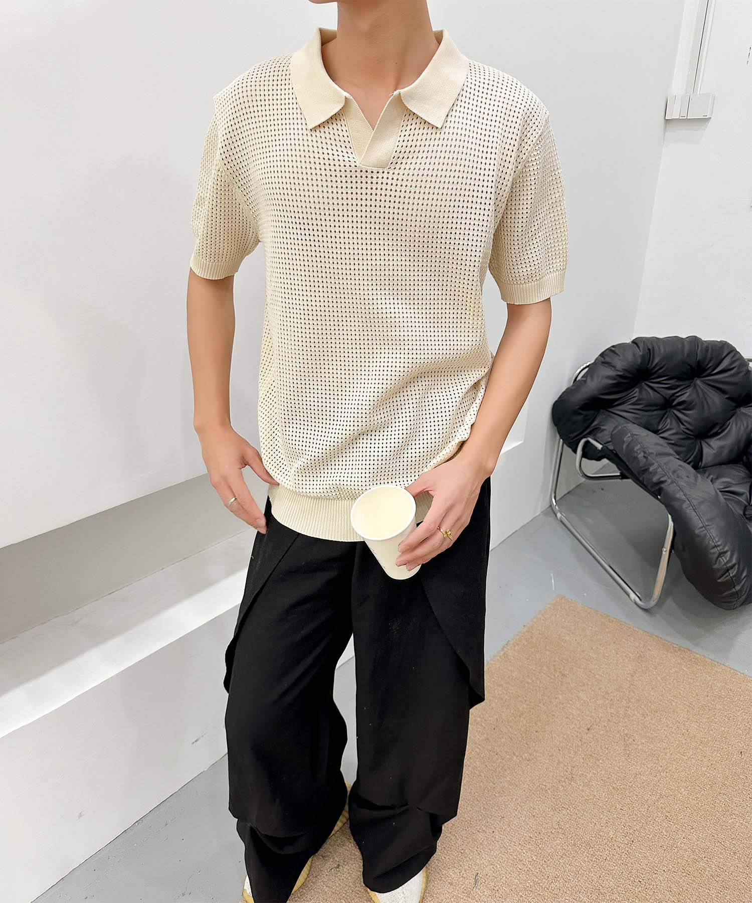 aimoha men Sheer Light Polo Top