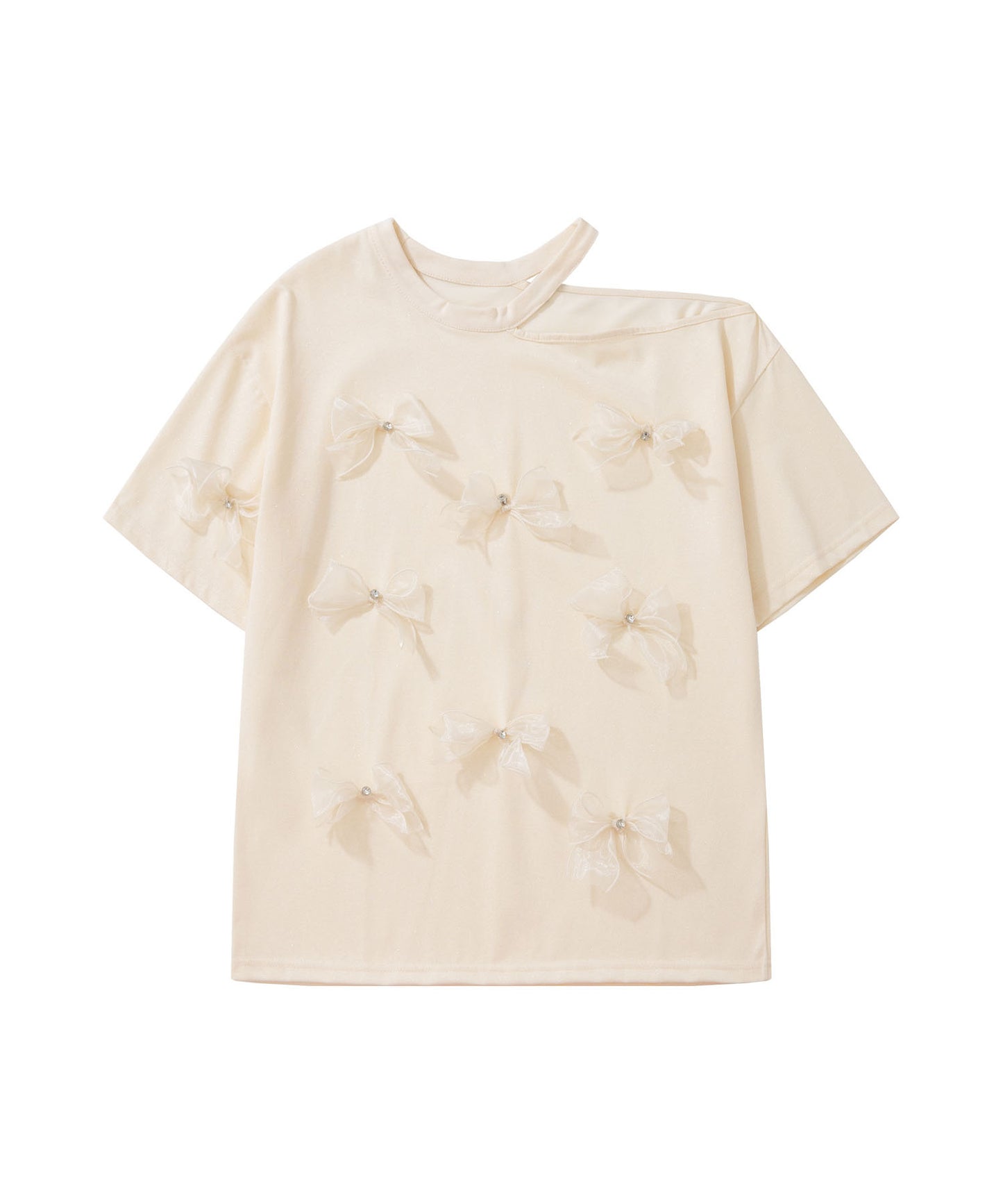 HOOK for girls　ワンショルダー半袖リボンTシャツ