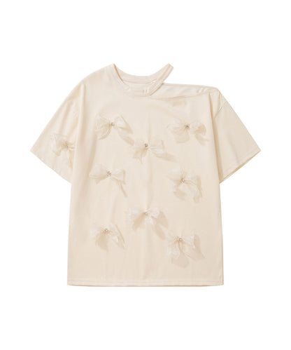 HOOK for girls　ワンショルダー半袖リボンTシャツ