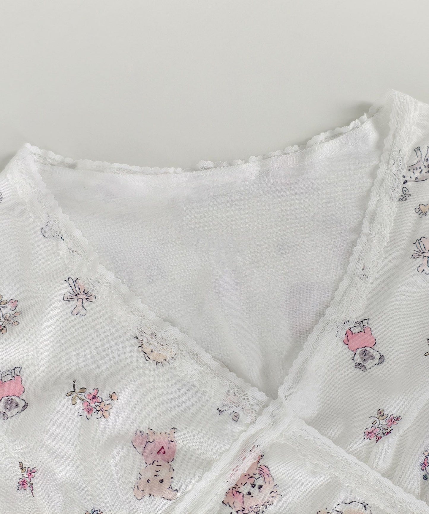 HOOK for girls　透かし編みレース切り替え半袖ニットTシャツ