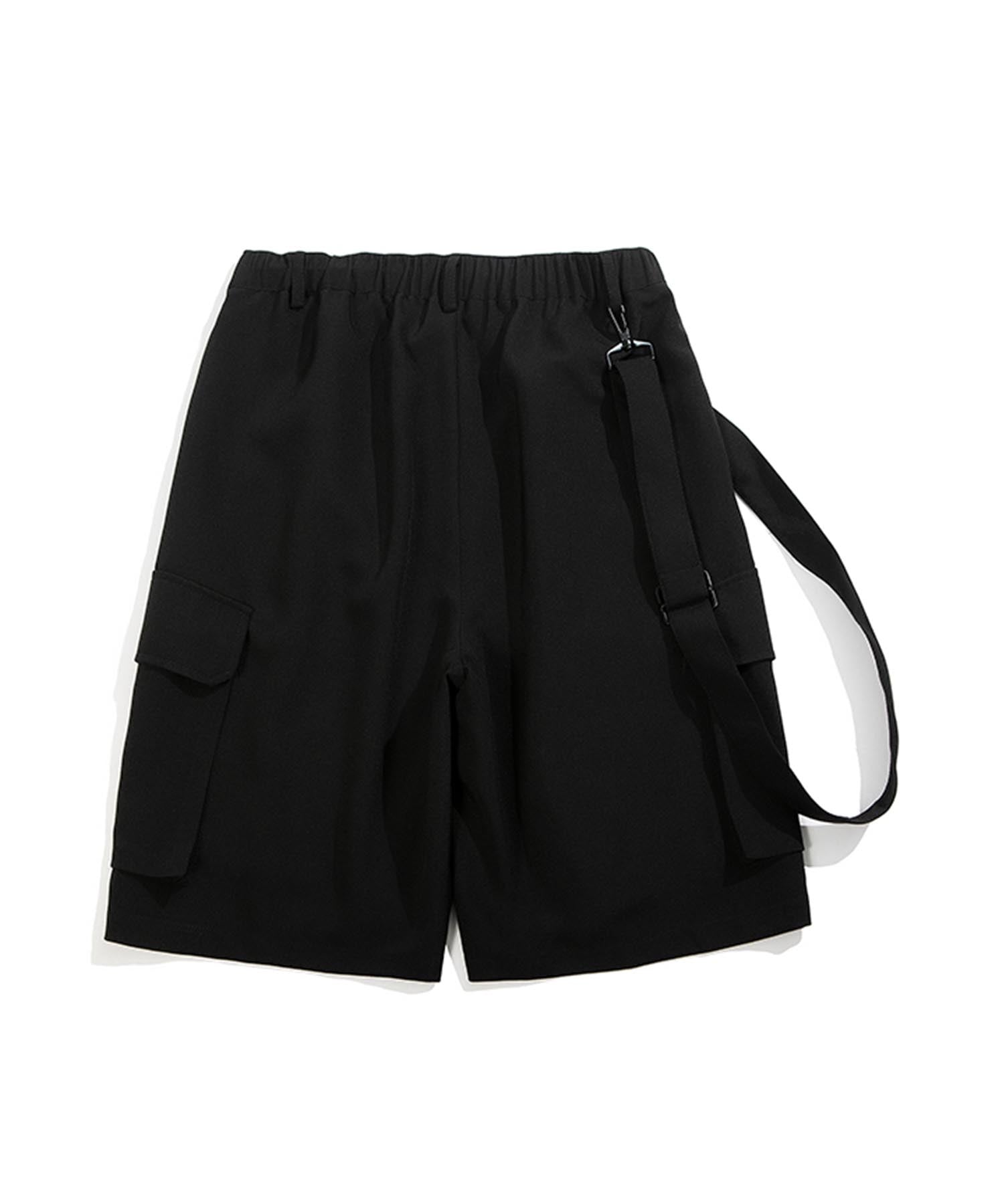 サスペンダー付きカーゴハーフパンツ
