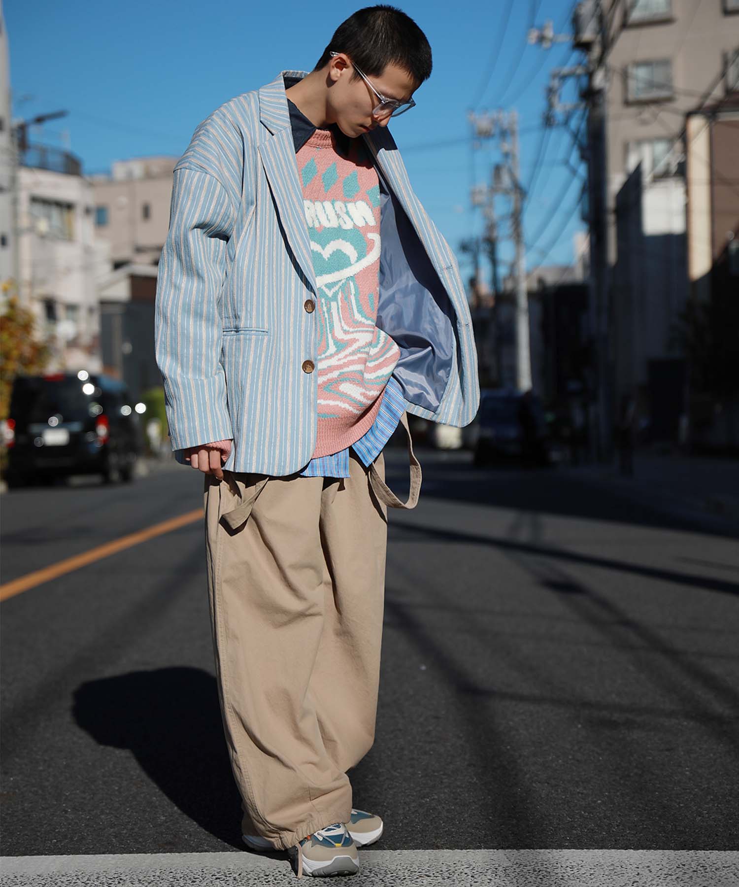 HOOK -original-　レトロ調ストライプ柄テーラードジャケット