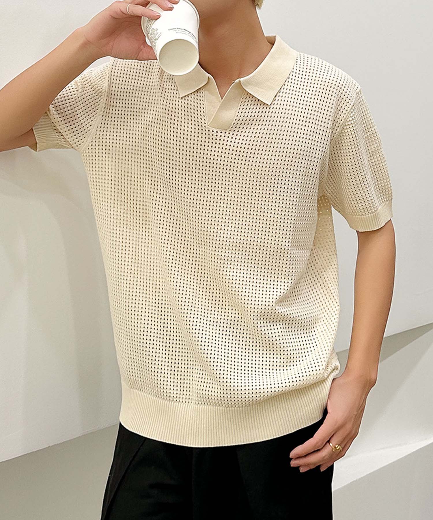 aimoha men Sheer Light Polo Top