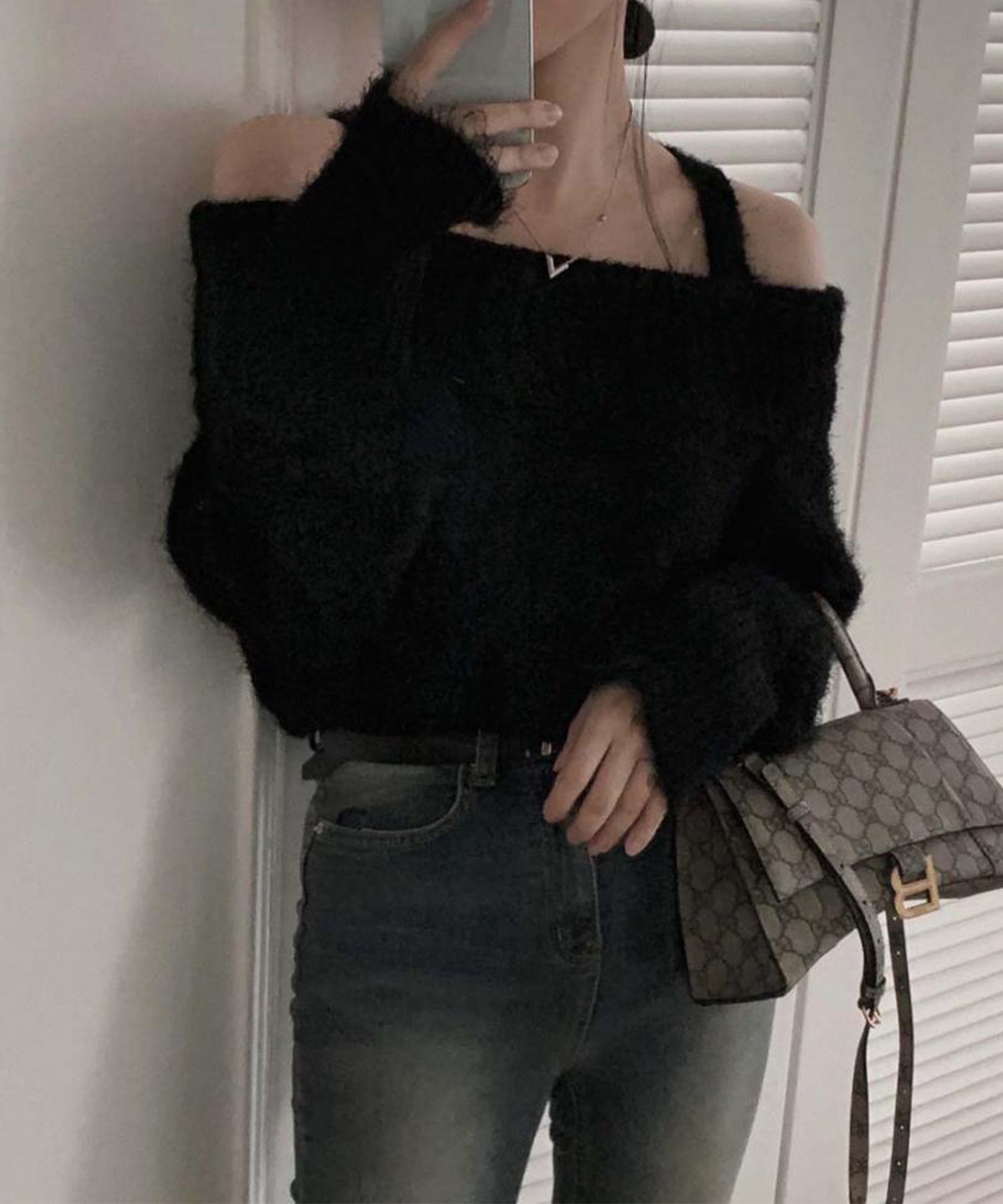 【Jasmine】オフショルダーニットプルオーバー