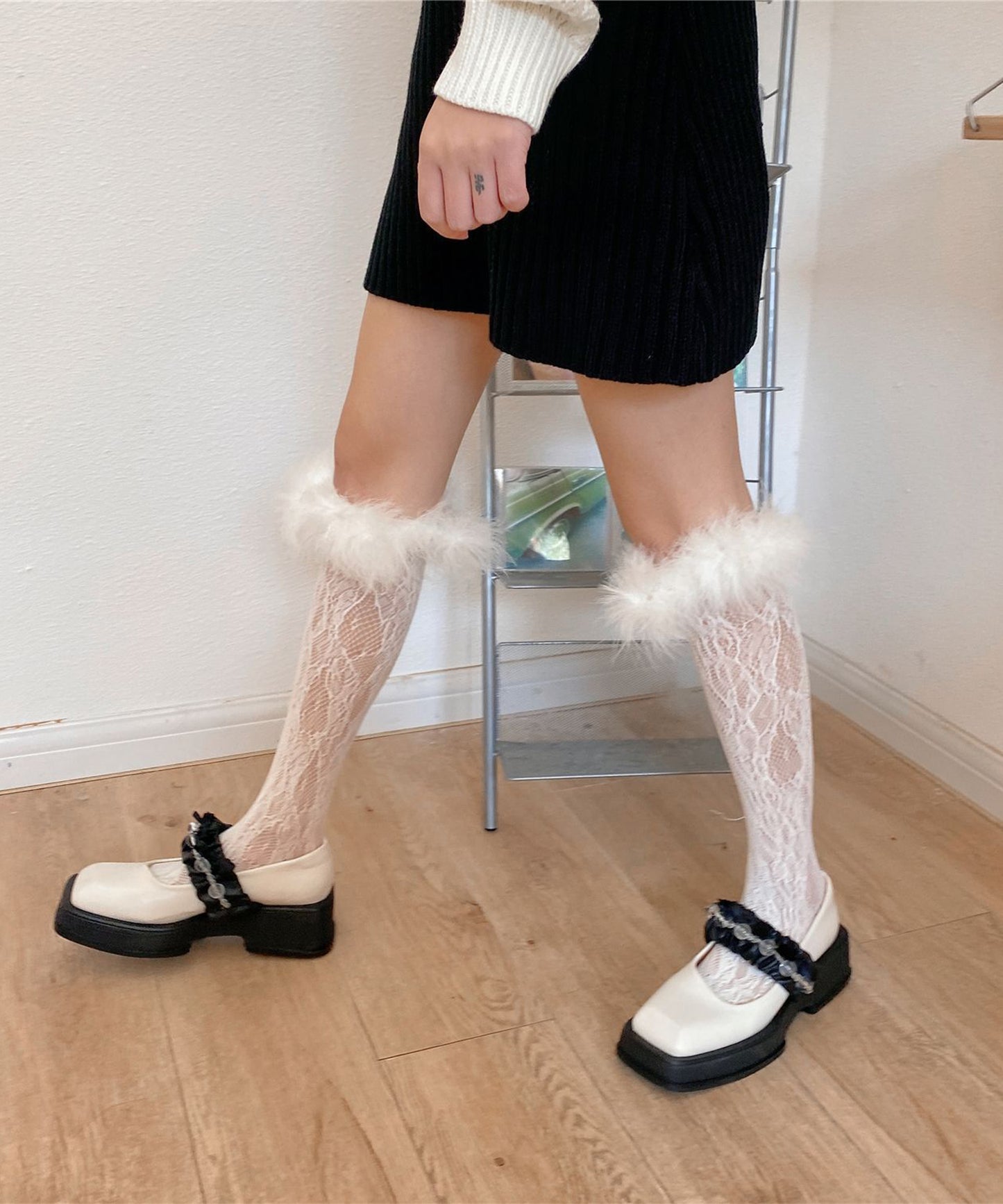 【Jasmine】フワフワレースハイソックス