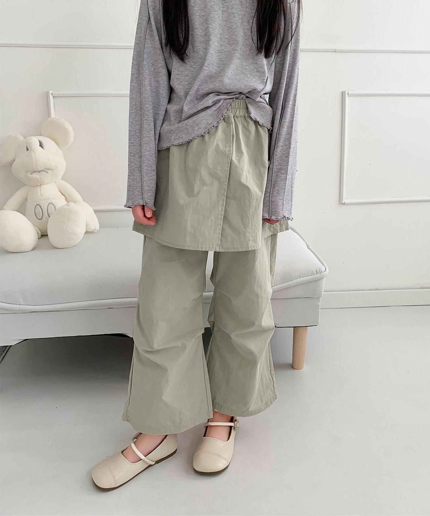 【aimoha-KIDS-】キッズ　ティアードフレア ワイドパンツ