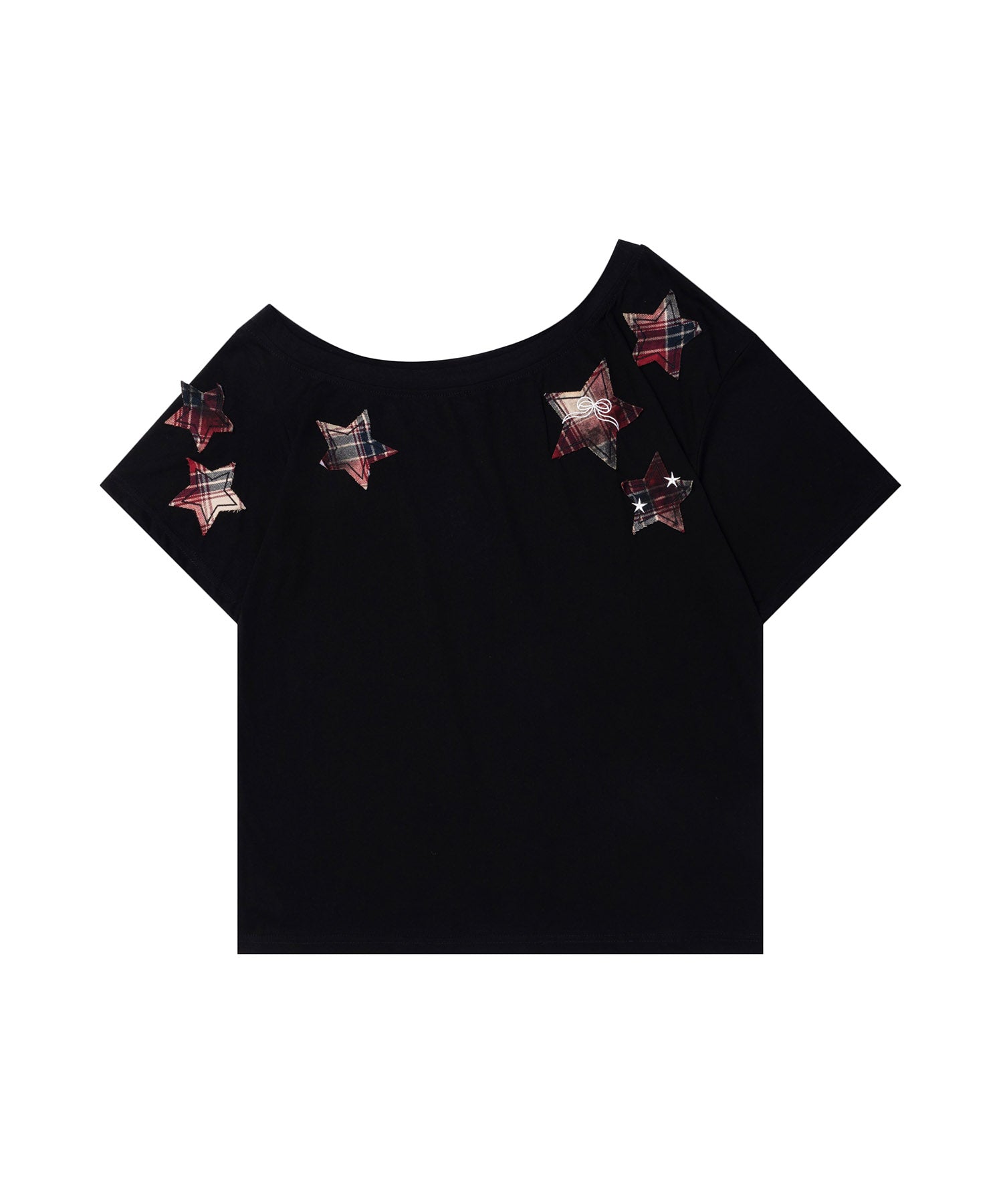 【HOOK】for girls チェックリボンスカーフ付きスターTシャツ (SS)