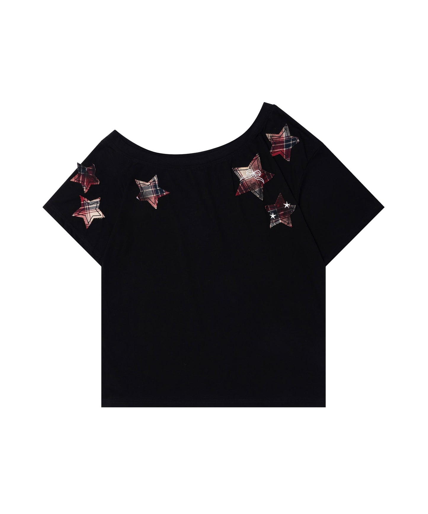 【HOOK】for girls チェックリボンスカーフ付きスターTシャツ (SS)