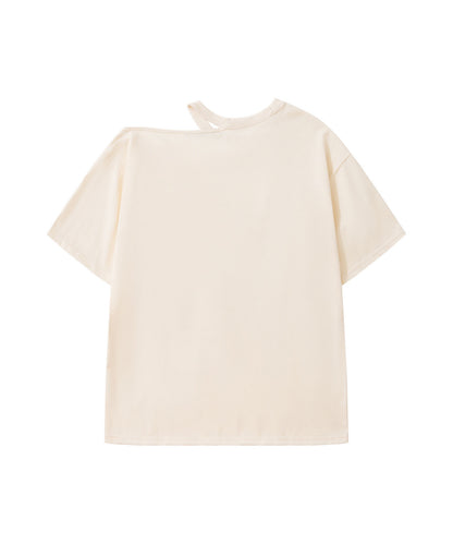 HOOK for girls　ワンショルダー半袖リボンTシャツ